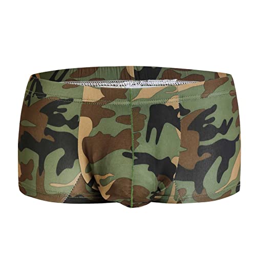 Ctreela Short Leg Boxer Briefs for Men Sexy Bulge Pouch Trunks Camo Underwear Low Rise Underpants Breathable Boxers2