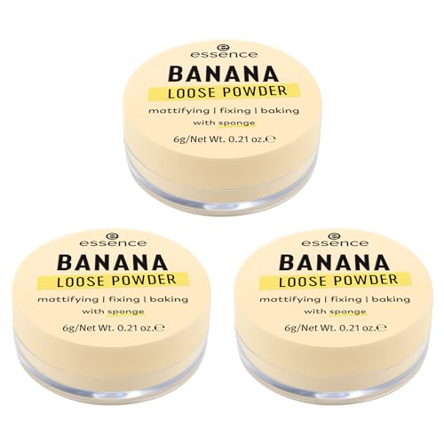 Esence Banana - Polvo suelto, amarillo, mate, mate, vegano, sin perfume, sin alcohol, 3 unidades (3 x 6 g)