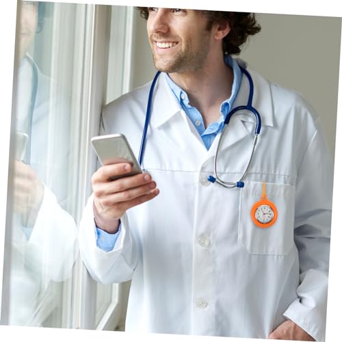 TENDYCOCO 1 relógio médico vintage para homens com chaveiro de metal com ponteiro de segundos, Laran