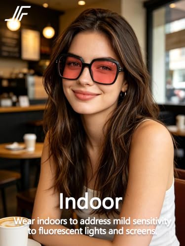 Image of Oversized Blue Light Blocking Glasses for Women and Men, Square Frame Computer Gaming Glasses Anti Glare & UV RF6215