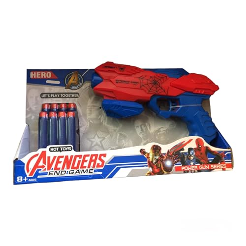 Spider Shooter Nerf Gun Kids Toy - Nerf Shooter For Kids Super Hero Toys SpiderMan, Nerf Spiderman Toy gun, indoor or outdoor shooting toy for kids - Red/Blue Version