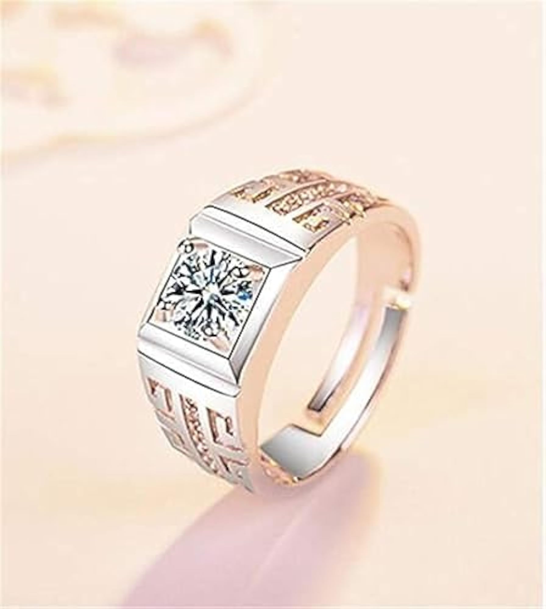 Stylish American Diamond Adjustable Ring, Men's Proposal Design