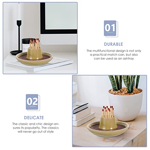FOMIYES Match Can Matchstick Holder Bamboo Matchstick Jar Bracelets Holder Bracelet Holders Ceramic Ashtray Ceramic Storage Jar Match Holder Bamboo Match Jar Ceramics Tools - Image 4