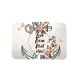 Felpudo interior antideslizante para puerta de entrada, alfombra raspador, lavable a máquina, alfombra LOVE from First View Anchor, Amor desde la primera vista ancla, 79x51cm/31x20in