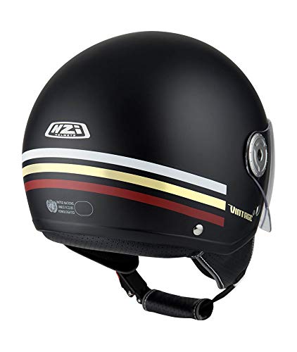 NZI Casco ABIERTO MINIJET Modelo Vintage 3 TRIBAND Black&Burgundy