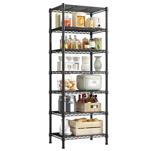 REIBII 7-Tier Metal Shelving Unit, 71’’H x 18’’W x 18’’D, 1176 LBS Weight Capacity,...