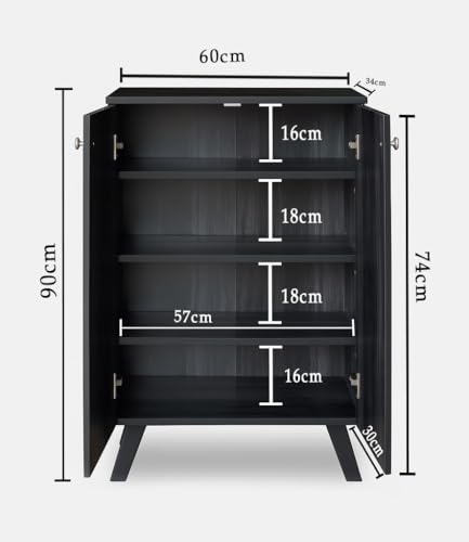 Image of Mevigo Shoe Rack Wooden with Door - 2 Door 4- Tier Engineered Wood Shoe Rack Organizer for Entryway, Hallway & Bedroom, Space Saving Shoe Storage Cabinet -Dark Grey-KA1