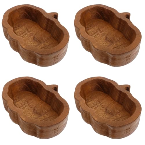 Garneck 4pcs Wooden Dough Bowls 7.6 Inch Pumpkin Shaped Bowls for Home Decor Halloween Decorative Serving Trays for Fruits Nut Dessert Fall Candy Snack Bowls Party Supplies