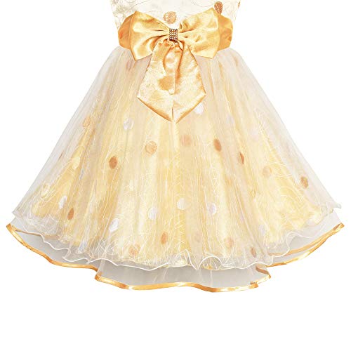 Image of Sunny Fashion Girls Dress Shinning Sequins Beige Tulle Layers Wedding Pageant