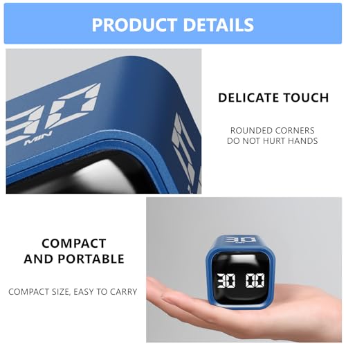 Image of Cuteefun Cube Timer, Rotation Pomodoro Timer, 5 /10 /30 /60 Minutes & Custom Countdown, Productivity Countdown Clock with Vibration, Adjustable Sound Alert for Kitchen, Study, Meeting, Blue