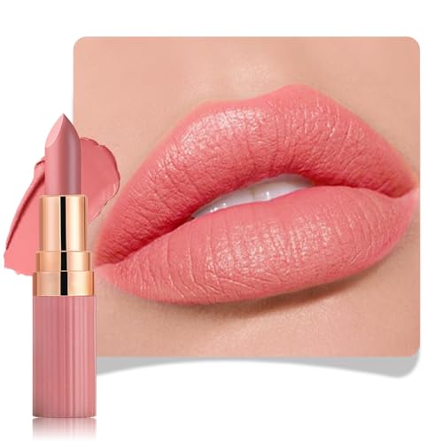 evpct Orange Nude Pink Matte Creamy Lipstick for Women, Long Lasting Waterproof Velvet Lipstick, Lip...