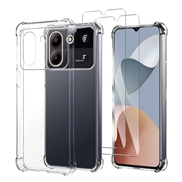 JDXHFF Cover Compatibile con ZTE Blade A54 (6.6") Trasparente e 2 Pezzi Pellicola Protettiva in Vetro Temperato - Bumper Custodia Morbido Silicone Protettivo TPU Case Clear