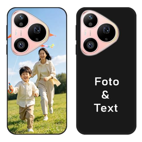 YonderYM Case Compatible with Huawei Pura 90 Pro, Custom Photo Text Name Customized Personalized Gift Cover Black TPU