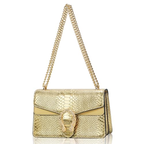 Crossbody Chain Purses for Women - Crocodile Snake Pattern Leather Shoulder Handbags Evening Clutch Satchel Bags
