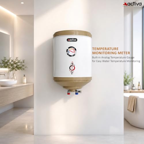 Image of ACTIVA 15L Storage Water Heater | 2kW BEE 5-Star Geyser | SS Tank with Anti-Rust Coating | Temperature Meter | Adjustable Thermostat | Auto Cut-Off Safety | Free Installation Kit | 2-Year Warranty
