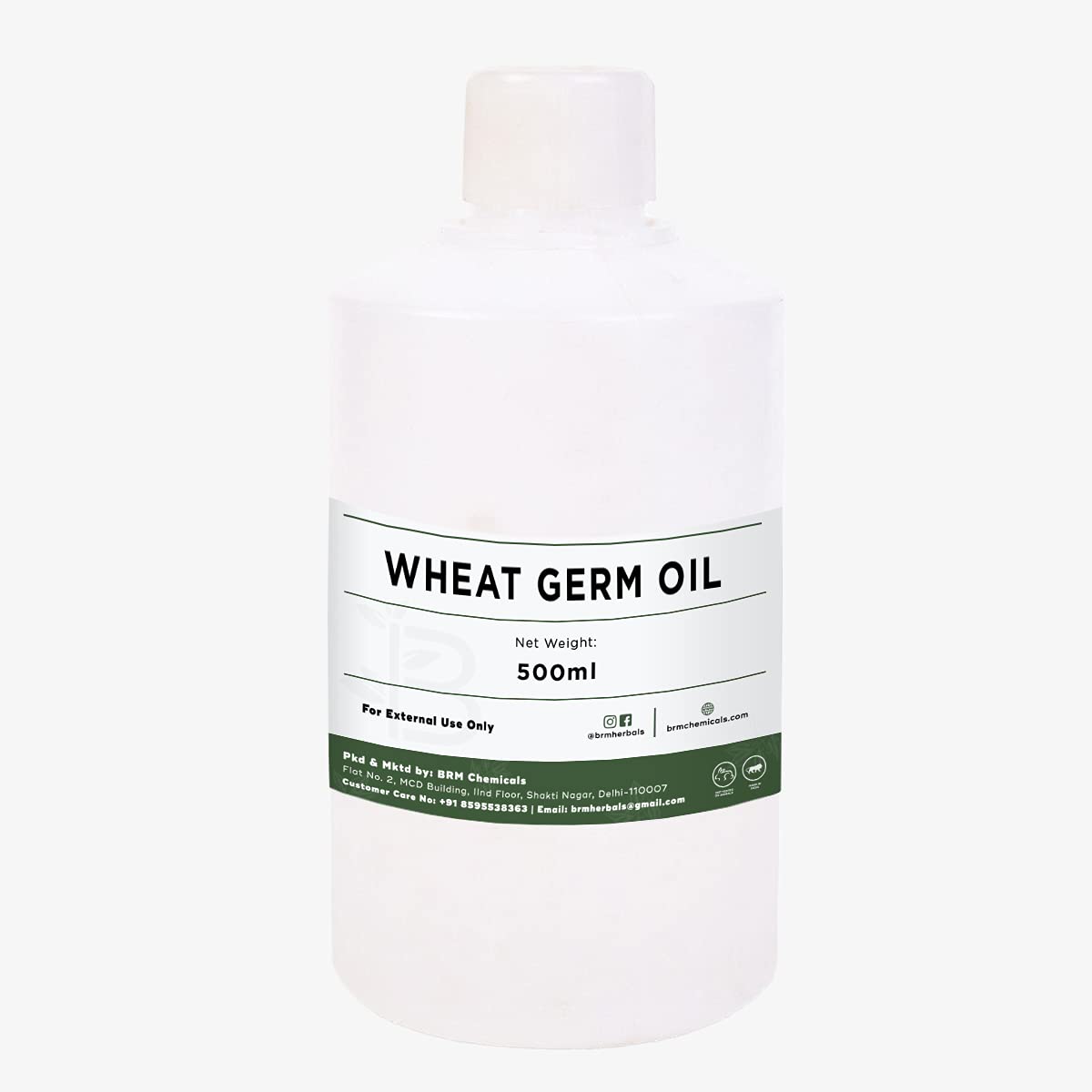 BRM Herbals Wheat Germ Oil - 500 Ml For Hair Growth, Diy Beauty & Personal Care For Face, Hair, Skin & Body, Soap Making, Cosmetic Making, Lotions, Creams