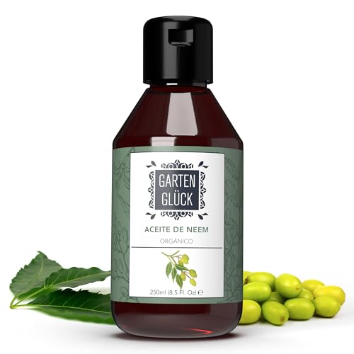Garten Glück Aceite de Neem para Plantas con Emulsionante para Cochinilla Algodonosa, Ácaros, Pulgón, Mosca Blanca - Aceite Neem Plantas con Emulsionante de Origen Vegetal - Neem Oil for Plants, 250ml