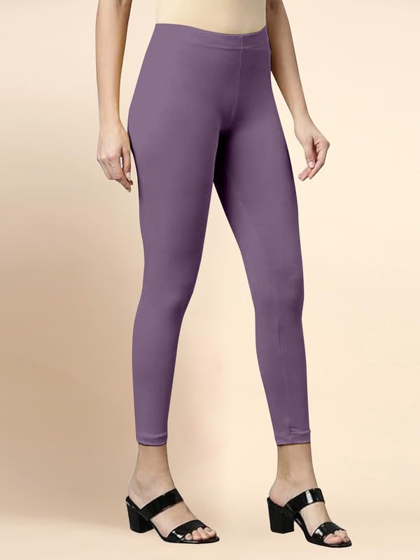 Image of TRENDMALLS Women's Microfiber Elastane Stretch Soft Cropped Leggings with Ultrasoft Waistband for Women