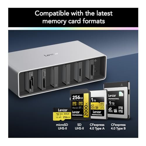 Image of Lexar Professional Workflow Docking Station LPWF800N 6 Bay Thunderbolt 4 | 6 Modular Bays, Thunderbolt 4 Uplink, 140W Gan Power, Aluminum Housing with Cooling Fan