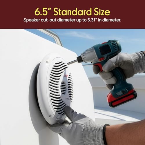 6.5 Inch Dual Marine Speakers - 2 Way Waterproof and Weather Resistant Outdoor Audio Stereo Sound System with 150 Watt Power, Polypropylene Cone and Cloth Surround - 1 Pair by Pyle - Image 4