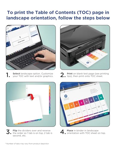 Image of Avery 10 Tab Dividers | Multicolor Tabs | Table of Contents | For 3 Ring Binders | Pack of 48