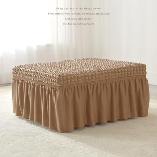 Housse de repose-pieds extensible noire rectangulaire texture 3D salon - 3