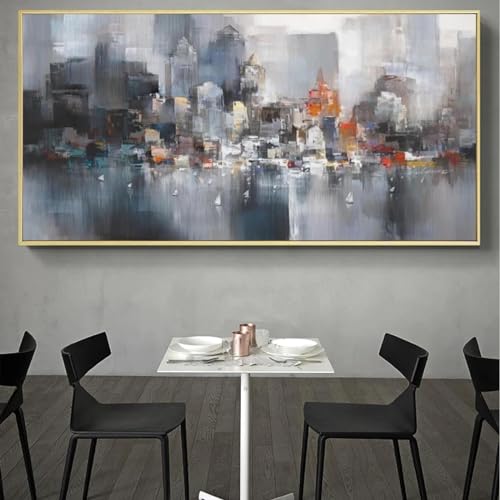 Peintures sur toile KEBIA pour habiller un grand mur vide : décor de salon abstrait 80x160