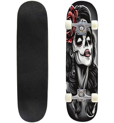 Skateboards Day The Dead Woman Sugar Skull Face Paint 7 Layer Maple Wood Deck 31