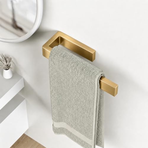 Image of HUFEEOH Wall Mount Towel Holder, Stainless Steel Bathroom Towel Bar, Drill-Mounted Heavy Duty Towel Rack for Kitchen, Bathroom & Laundry