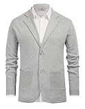 Picture of Men's Button Down Shawl Collar Cardigan Sweater Knit Blazer Grey L