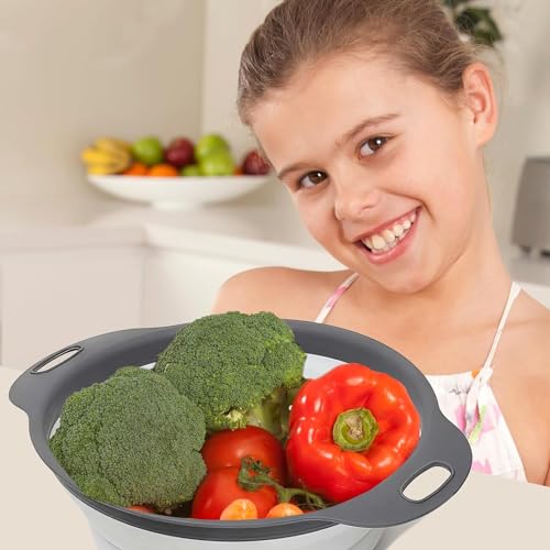 Killer'S Instinct Outdoors WHI-1PC White Round Silicone Collapsible Colander – Silicone Round Kitchen Strainers With Plastic Handles Small Foldable Kitchen Strainer Perfect thumb #7