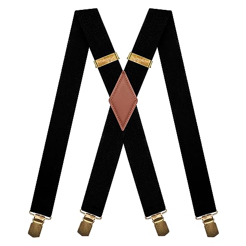 Image of MENDENG Suspenders for Men Heavy Duty Swivel Hooks Retro X-Back Adjustable Brace