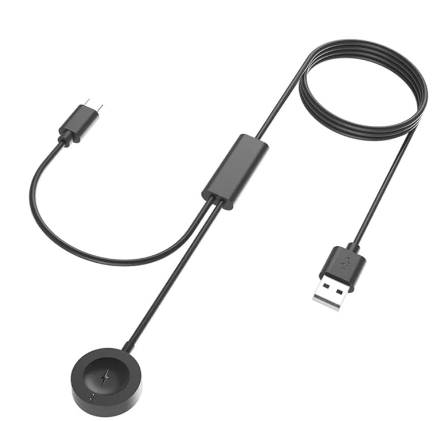 2in1 Replacement USB Charging Cable compatible with Fossil Gen 6 / Gen 5 / Gen 4 Venture/Gen 4 Explorist/Sport FTW6024, with additional Type C connector for Smartphone Tablet