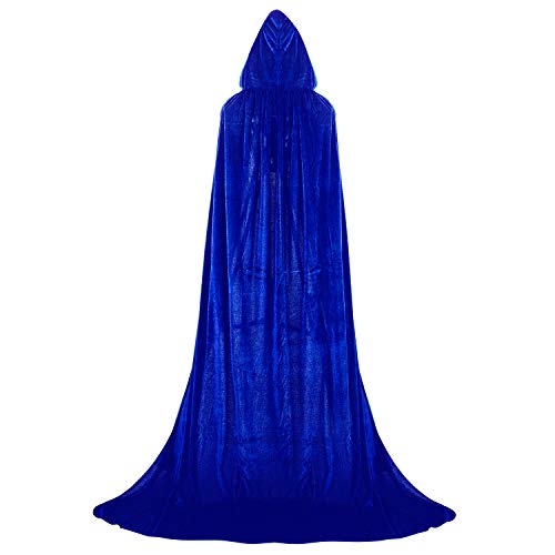 Proumhang Umhang mit Kapuze Lange SAMT Cape Vampir Kostüm Halloween Weihnachten Erwachsener Unisex XX-Large, Blau