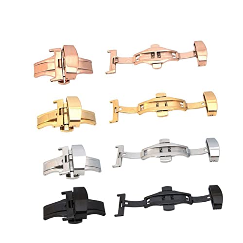 ROMISBABA 20mm Stainless Steel Watch Buckle Double Push Button Clasp for Watch Band Fashion and Strong