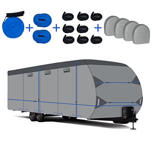 RV Cover 27'-30' Waterproof All Weather Trailer Motorhome Durable Extra Thick with Adhesive Repair Patches