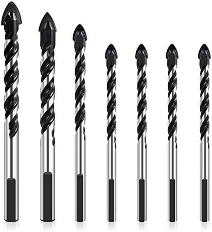 Drill Bit Set 7 Pieces, SS SHOVAN Triangle Alloy Twist Drill Bit for Porcelain Ceramic Tile, Glass, Mirrors, Plastic, Wood, Hole Saw Drill Bits Sets