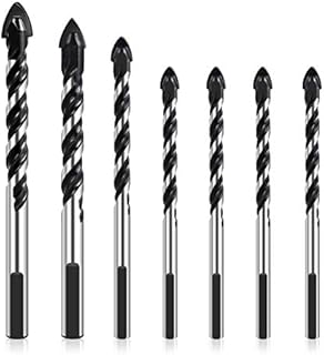 Drill Bit Set 7 Pieces, SS SHOVAN Triangle Alloy Twist Drill Bit for Porcelain Ceramic Tile, Glass, Mirrors, Plastic, Wood, Hole Saw Drill Bits Sets