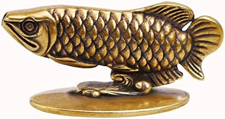 Brass Goldfish Figurine 0.9 Inch Small Fish Ornament Statue Antique Solid Goldfish Ornament Incense Holder Desk Decoration Creative Accessory