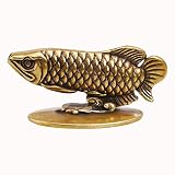 Brass Goldfish Figurine 0.9 Inch Small Fish Ornament Statue Antique Solid Goldfish Ornament Incense