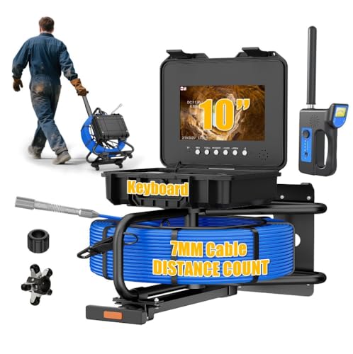 Nihig 10.1"�����������J�����i512Hz���P�[�^�[�A1080P DVR�t���j�A�������������Ǔ������J�����i12LED���C�g�t���j�A32GB�J�[�h�A5�{�Y�[���Ή� IP68�h���A�H�Ɨp������ �����L�^ �ϏՌ� �_�� �����p �r���ǔz�Ǘp �g�����[ 