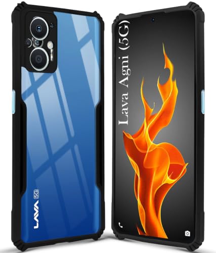 Image of Jkobi Hybrid Back Cover Case for Lava Agni 5G (Shockproof with Polycarbonate Clear Panel | Professional Black)