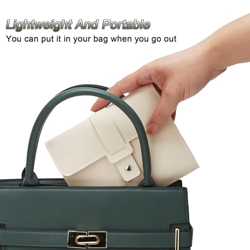 Image of LAKE OF FIRE Earring Book Organizer With Foldable Book Design, Portable PU Leather Travel Earring Case (Beige)