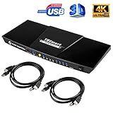 [page_title]-TESmart KVM Switch HDMI 4K 4 Input 1 Output 3840x2160@30Hz mit 2 Stück 5ft/1.5m KVM Kabeln unterstützt USB 2.0 Device Control bis zu 4 Computer/Server/DVR (Schwarz)