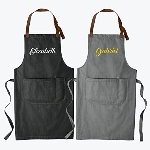 TEEAMORE Custom Embroidered Aprons for Women Men Add Your Text Chef Kitchen Grill Apron