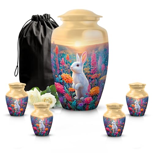 Image of Rabbit Urn - Keepsake for Ashes - Combo 3 - Large with 3 Inch Pack of 4 - Decorative Keepsake Urns Ash - Funeral Cremation Urns for Ashes - Burial Memorial Urns