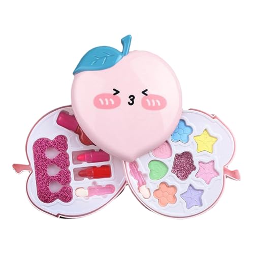 Kit de maquillaje para niños pequeños, juguetes de maquillaje real para niñas, juegos de cosméticos para niños para niñas, caja de melocotón, maquillaje para fiestas de cumpleaños, suministros para fi