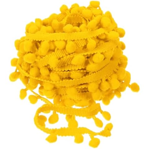 sourcing map 10 Yards Dark Yellow Pom Pom Trim Cover