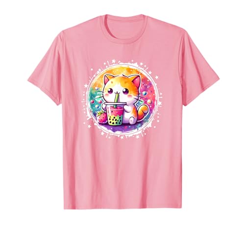 Cat Boba Tea Bubble Tea Anime Kawaii Lindo Manga Kawaii Neko Camiseta