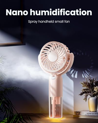 Image of Gaiatop Mini Portable Fan, 3 Speed Personal handheld Fan with Mist Spray Humidifier, 2000mAh Rechargeable USB Table Fan for Makeup, Travel, Home, Office